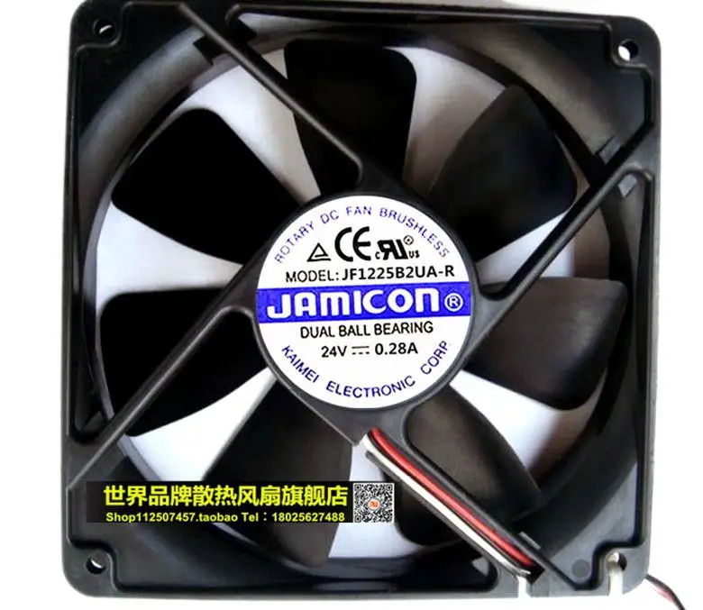 JAMICON JF1225B2UA-R 24V 0.28A 12025 120 * 120 * 25mm 12CM Dual Ball Bearing Fan Drive 3-wire