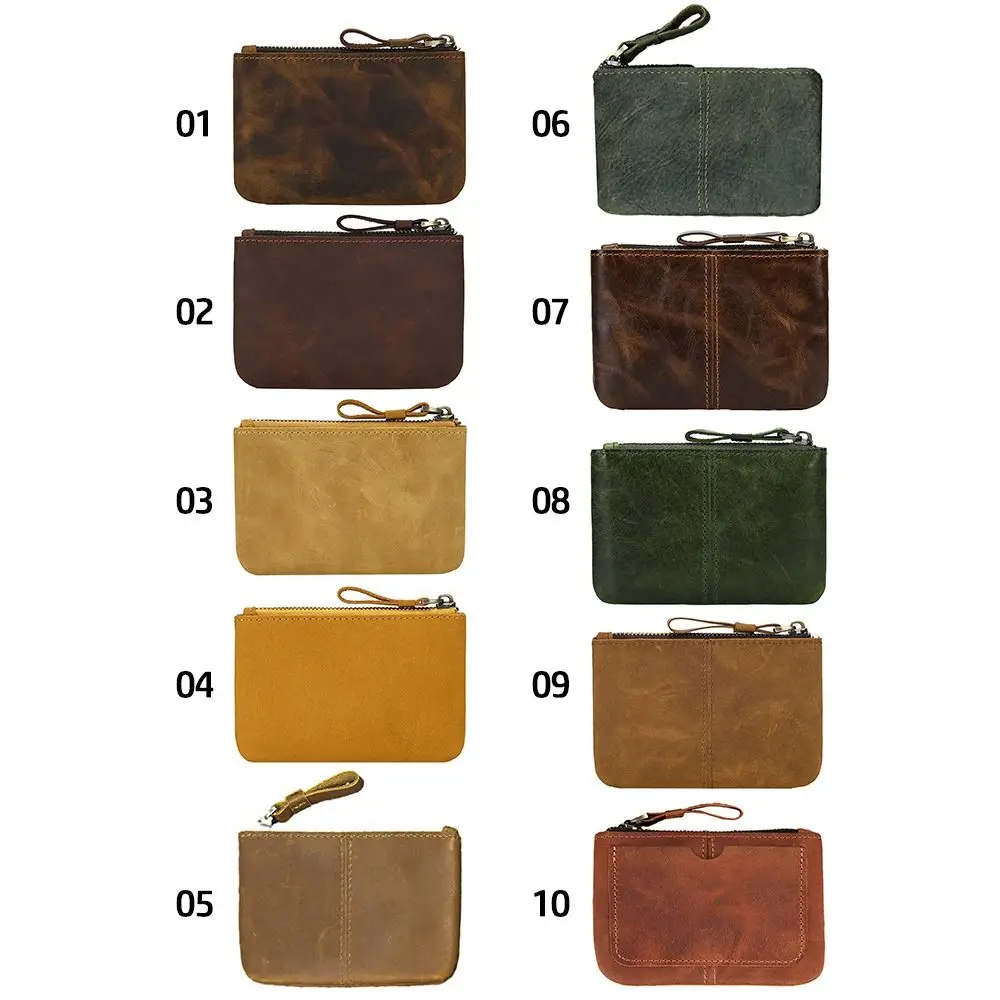 Tarjetero de cuero genuino para monedas, Mini monedero de cambio corto, carteras de embrague, regalos de moda