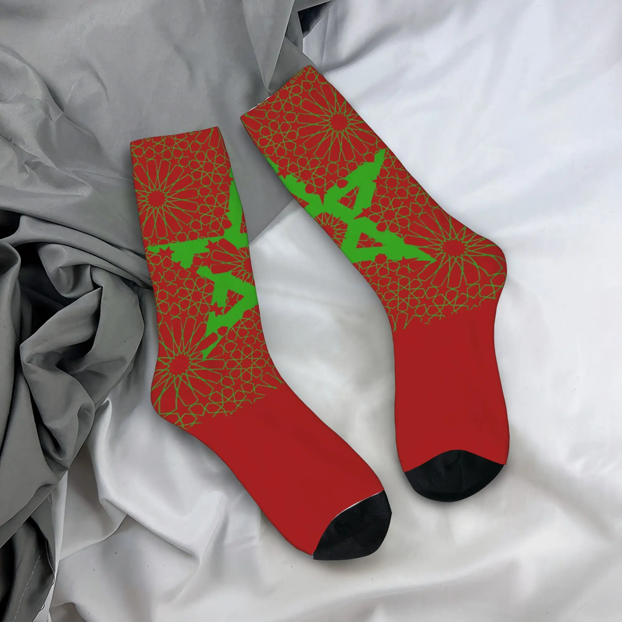 

Носки с флагом Марокко, современные графические носки, осенние противоскользящие носки, мужские дышащие носки для скейтбординга