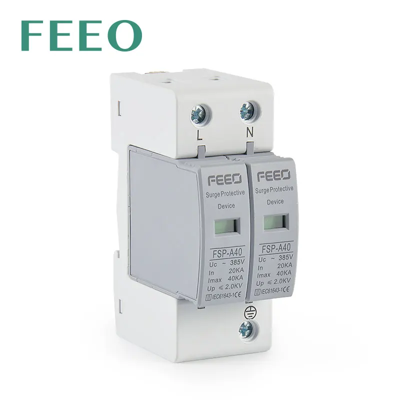 FEEO FSP-A40 Din Rail SPD AC 2P 275V 20KA-40KA Surge Voltage Protection Lightning Protection Over Voltage SPD T2 Electrical Home