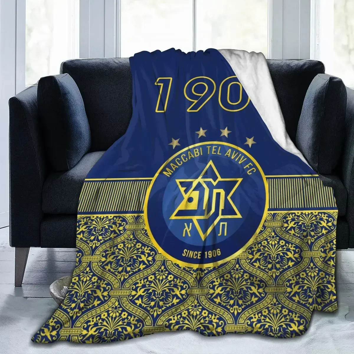 

Maccabi Tel Aviv All Season Fleece Blanket Throw Ultra Soft Flannel Blanket Digital Printed Premium Fluffy Microfiber Fleece