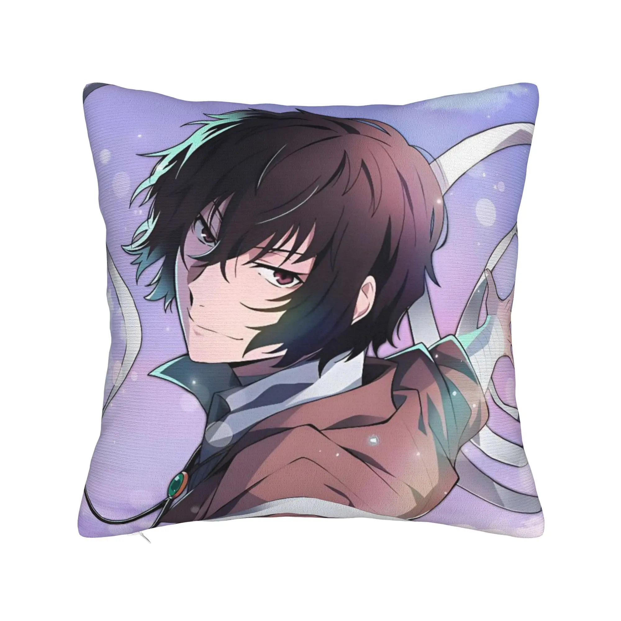 Dazai Bungo Stray Dogs Pillowcase Printed Polyester Cushion Cover Decorations  Throw Pillow Case Cover Home Dropshipping 18''
