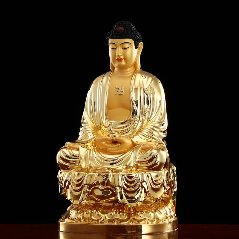 40CM Asia Buddhism high grade gilding gold copper Amitabha Sakyamuni Buddha statue HOME Safe Healthy Good LUCK protection