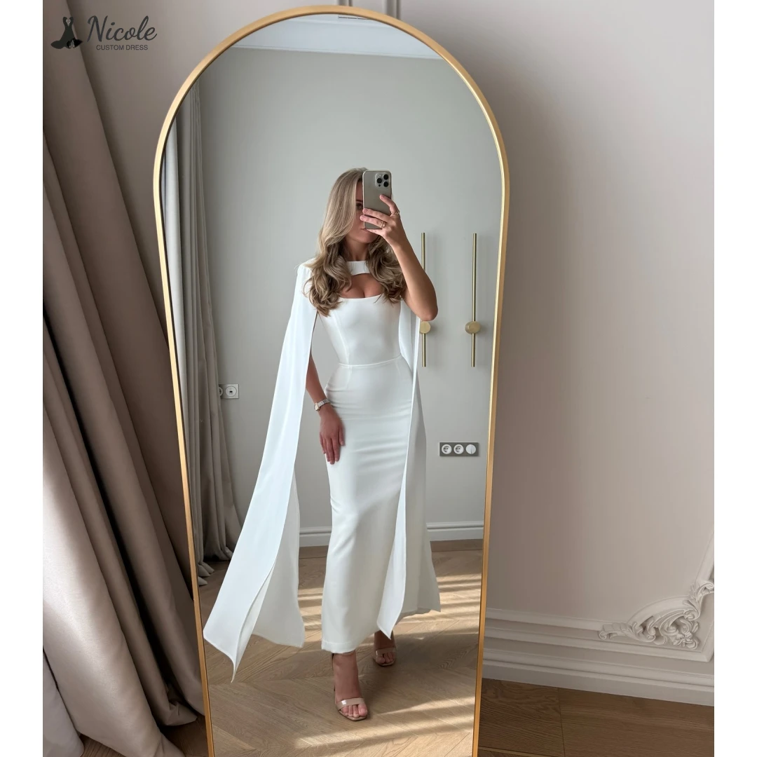

Nicole Fishtail Skirt Women's Evening Dress Woman Elegant Gowns Custom Made Prom Dresses 2025 Luxury Dresses for Party White