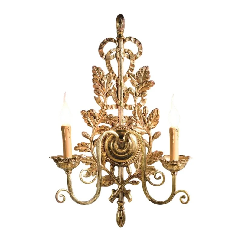 

French all-copper wall lamp European retro villa living room bedroom bedside