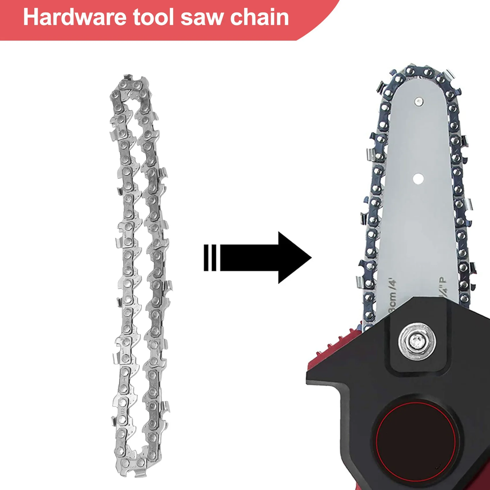 

ABGR-2Pcs 4-Inch 1/4Inch Guide Saw Chain Mini Chainsaw Chain For 4 Inch Cordless Electric Protable Battery Handheld Chainsaw