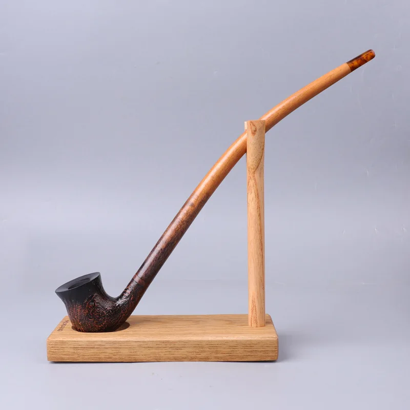 Tea Tree Pipe Holder Solid Wood Vertical Type Holder Long Handle Reading Pipe Holder Display 1 Position Smoking Fittings