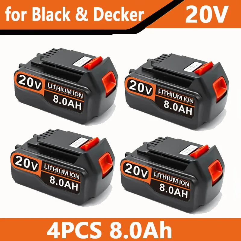Batería de repuesto de alta capacidad 8Ah LBX20 para herramientas inalámbricas Black & Decker 20V Max Lithium BL2018 LBXR20 LB20 LST220 LB2X4020
