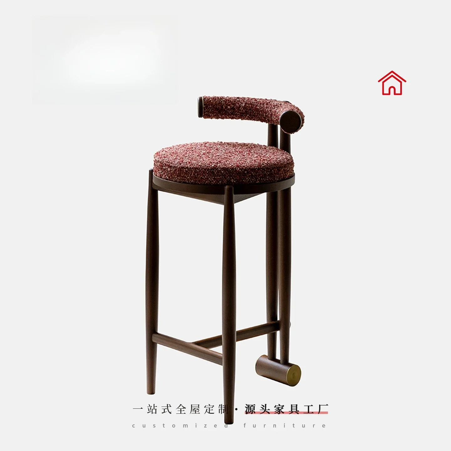 Designer hotel lobby stool villa matching natural stone metal light luxury minimalist long stool
