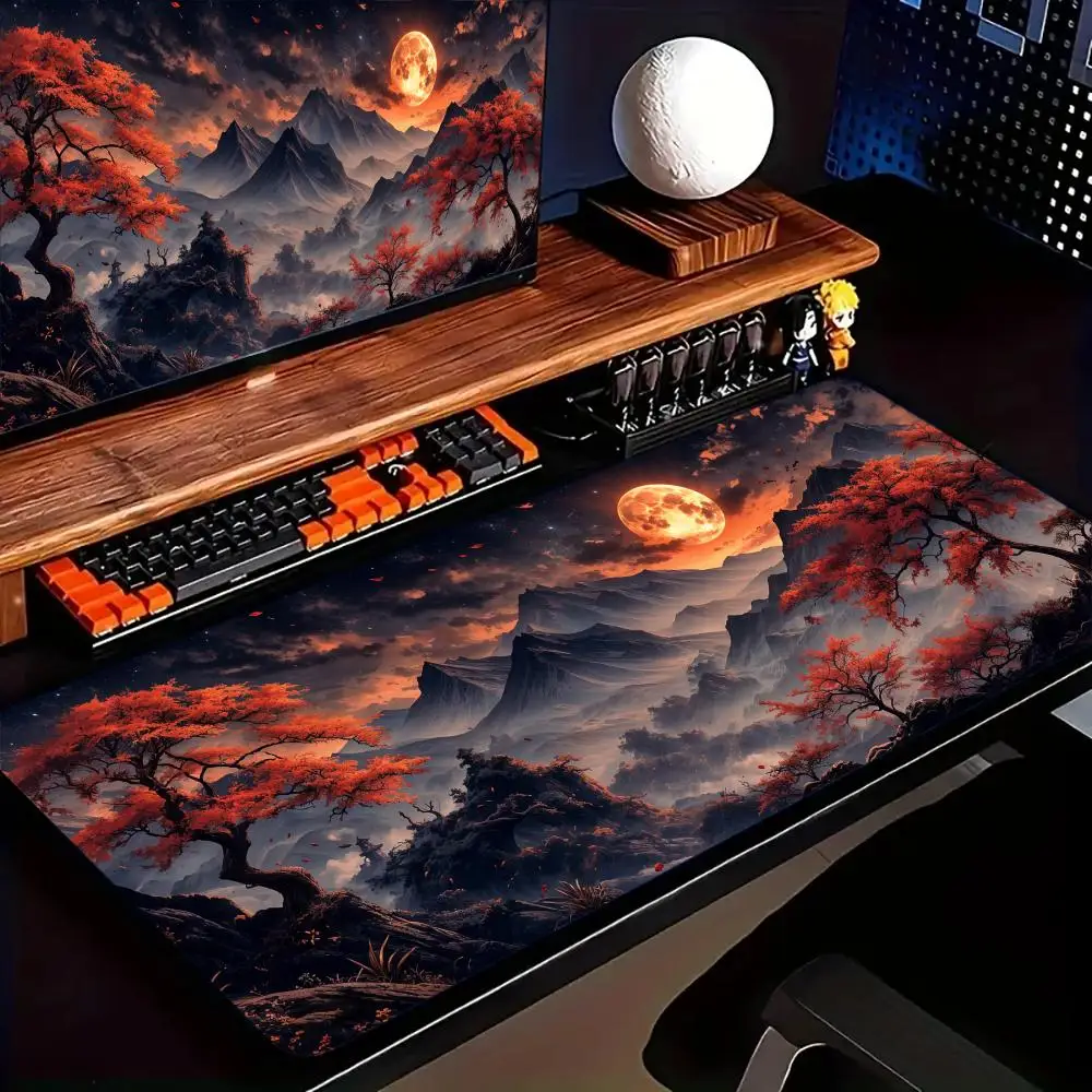 

Red Moon Landscape Mouse Pad Large Computer Office Game Table Mat XXL Rubber Anti-slip Gaming Keyboard Mousepad Long Desk Pads