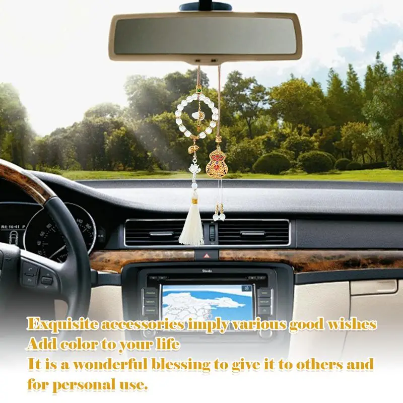 Tassel Car Charm Ancient Auspicious Gourd Tassel Ornament Charm Auto Interior Accessories Car Rearview Mirror Decor For SUV RV