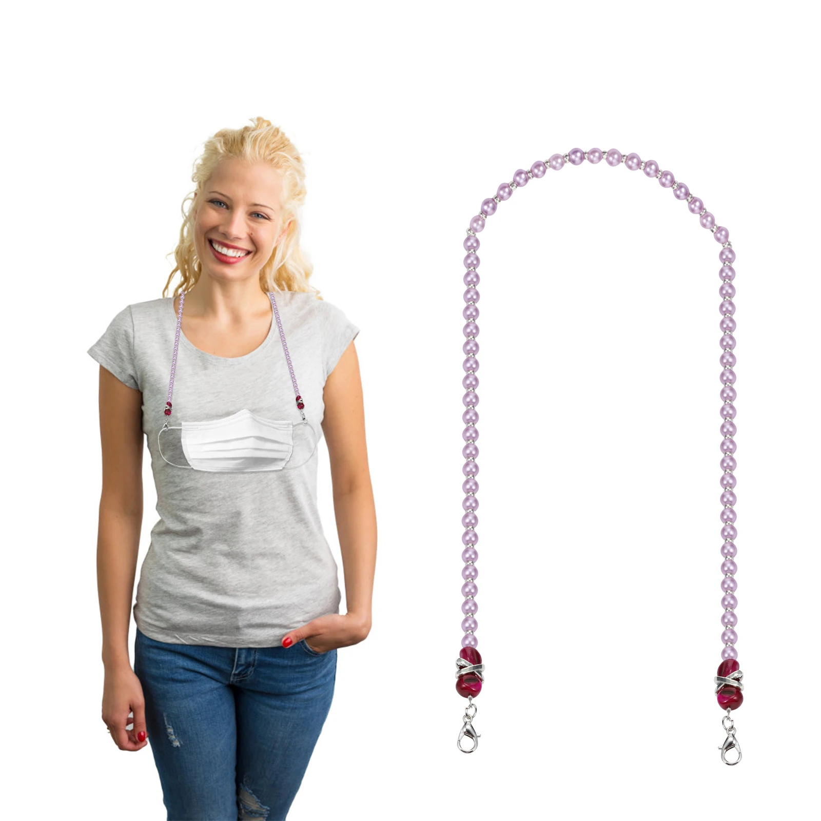 

2Pcs Pearl Face Mask Lanyard Durable Hanging Rope Eyeglasses Rope Anti-Dropping Mask Strap for Teens Eyeglasses Chain