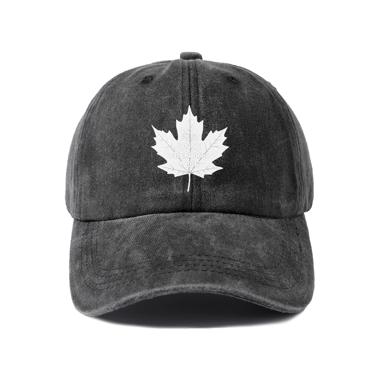 Maple Leaf Motivational Quote Graphic Vintage Washed Baseball Cap, Adjustable Unisex Dad Hat, Casual Gift