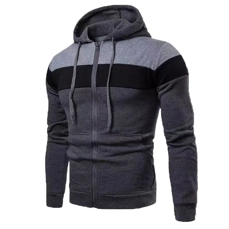 2025 Men's Patchwork Hoodie Outdoor Casual Sportswear Street Fashion Men's Fleece Thermal Hooded Sweatshirt Fall Winter Black - Image 3