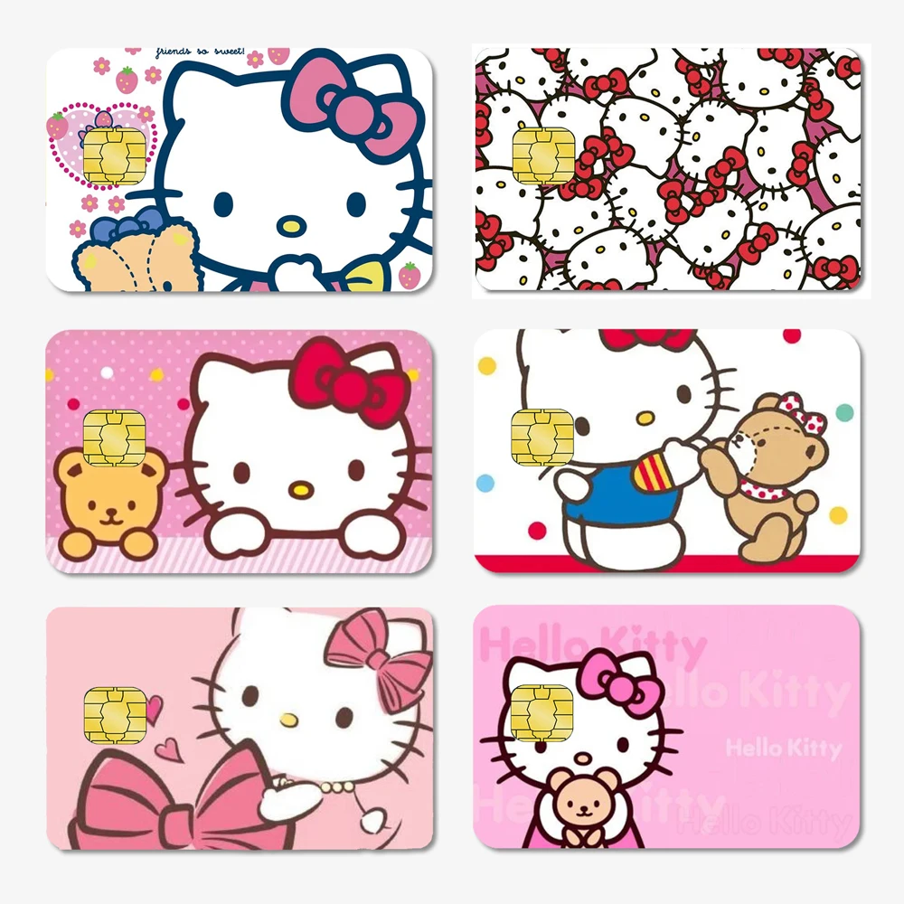 Hello Kitty Credit Card Debit Card Sticker Kawaii Sanrio Family My Melody Poker Sticker Cartoon Waterproof Sticker