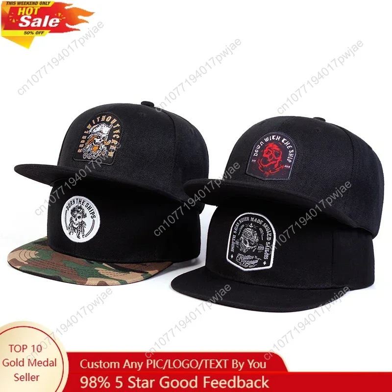 

Unisex Skeleton Head Ship Anchor Embroidery Hip-hop Hats Outdoor Adjustable Casual Baseball Caps Sunscreen Hat Sports Cap