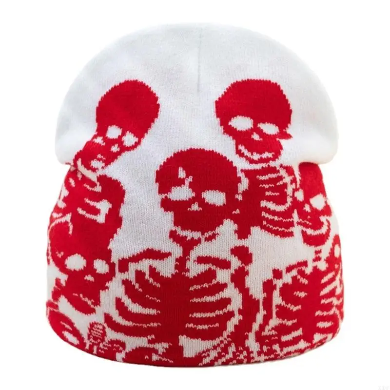 K3NF remaja dewasa halloween jacquard rajutan topi musim dingin bersepeda topi tahan angin