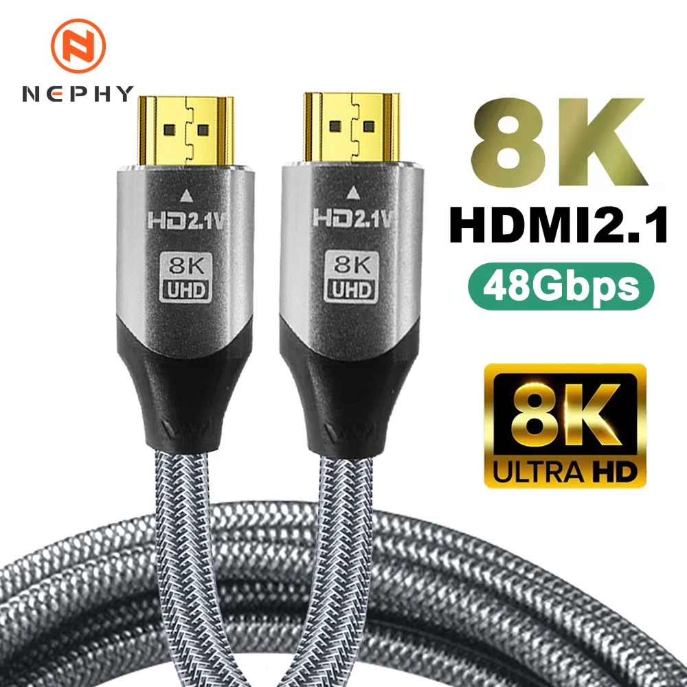UHD 8K HDMI Cable 48Gbps High Speed HDMI 2.1 Cord 4K@120Hz 8K@60Hz Video Cable for HDTV Laptop Projector Long Wire 1.5m 2m 3m 5m