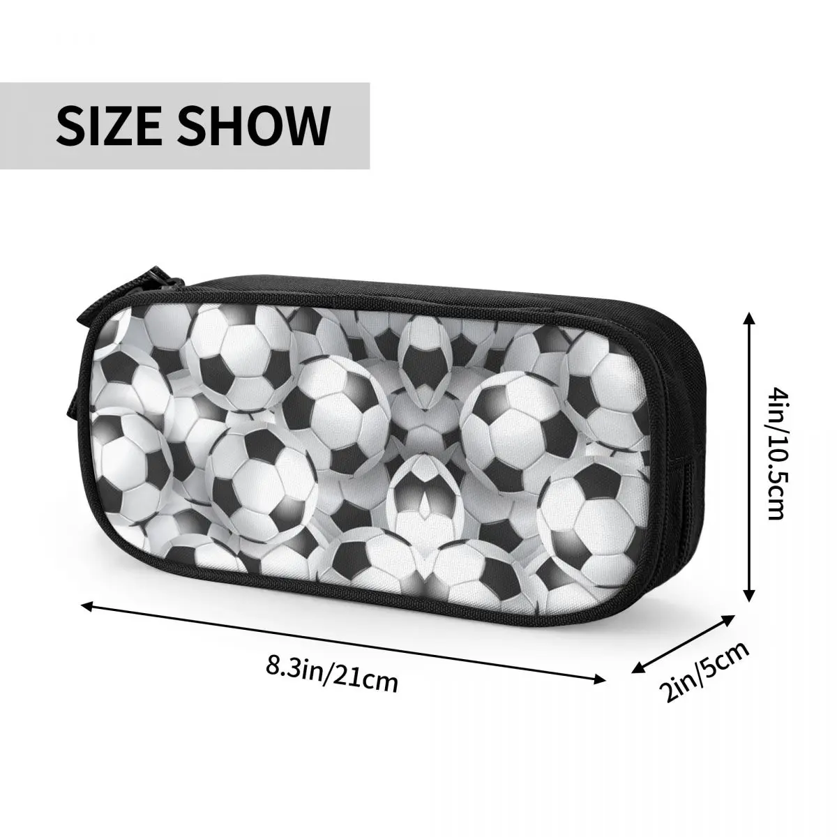 Étuis à crayons IkBlack et White Soccer personnalisés pour filles et garçons, grand sac de rangement pour stylos de sport, fournitures scolaires