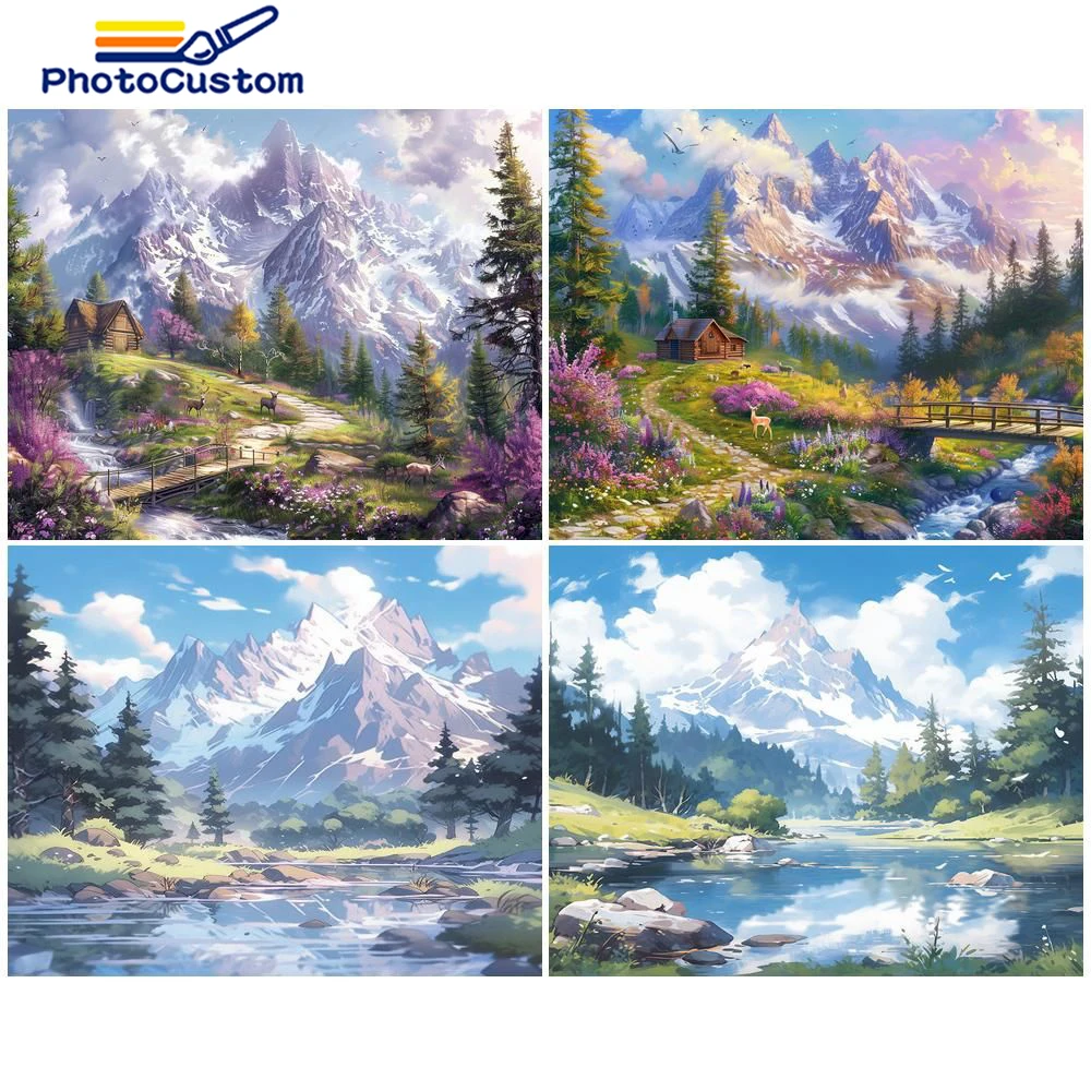 

PhotoCustom Painting By Numbers Beautiful Landscape DIY Modern Wall Art Oil Painting HandPainted Canvas Drawing Home Decoration