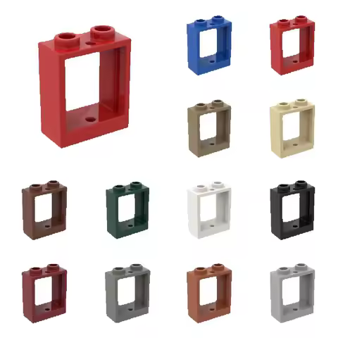 50pcs Puzzle Particle 60592 60601 Window 1x2x2 Flat Front Building Block Kit House Brick Idea Toys Birthday Xmas Gift