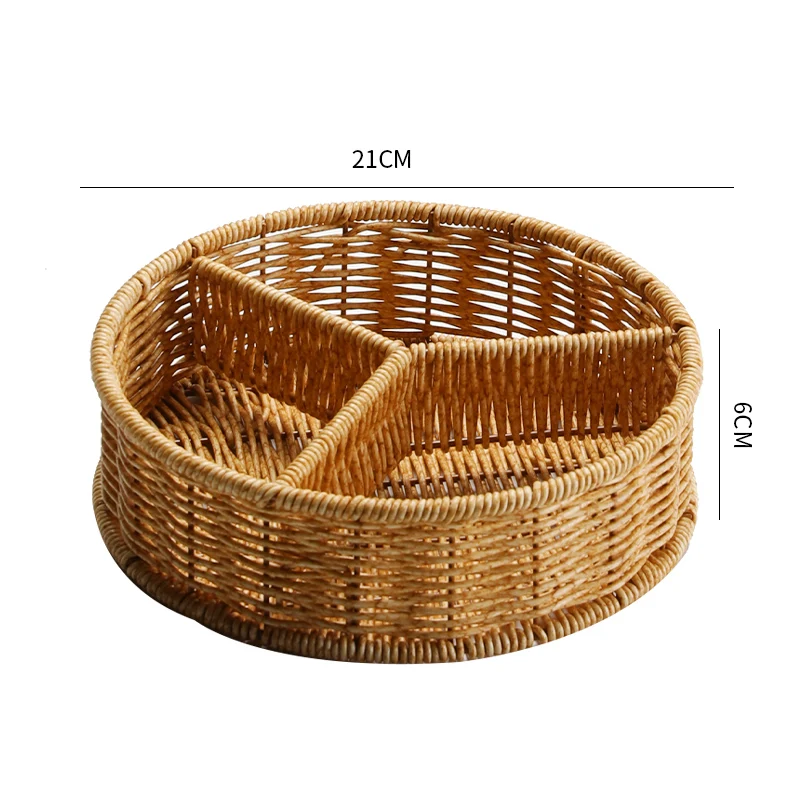 Imitation Rattan Storage Basket Fruit Snack Tray Refreshment Candy Box Dried Plate