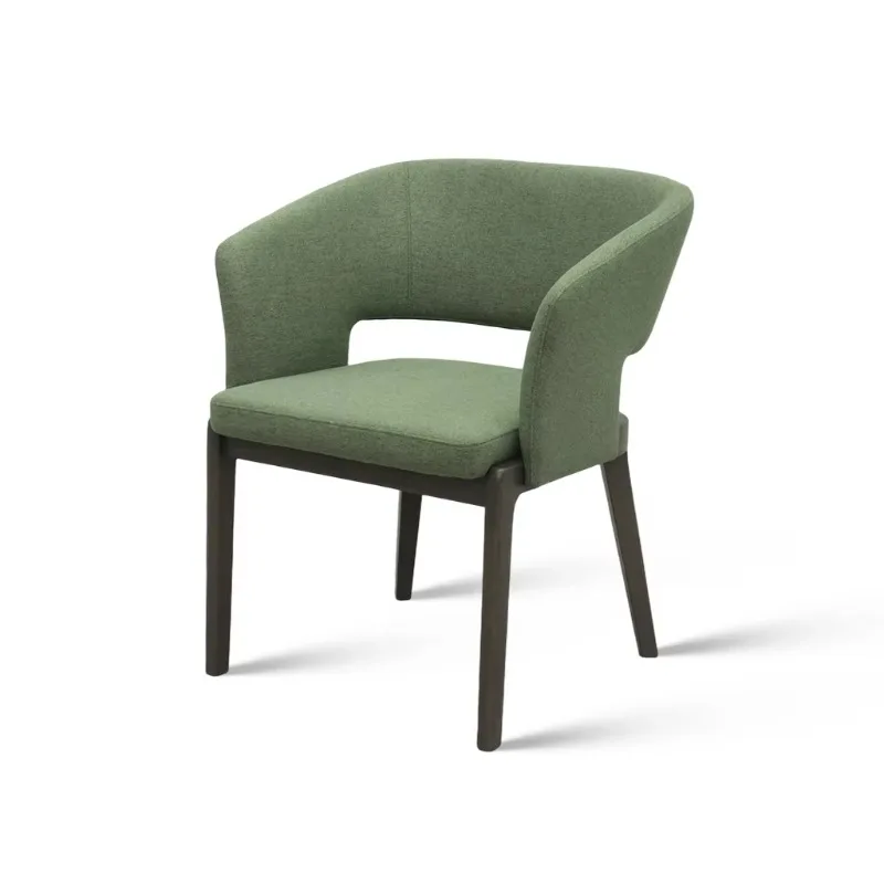 Green Upholstered Cafe Chair Commercial Wooden Restaurant Dining Chair for Hotel