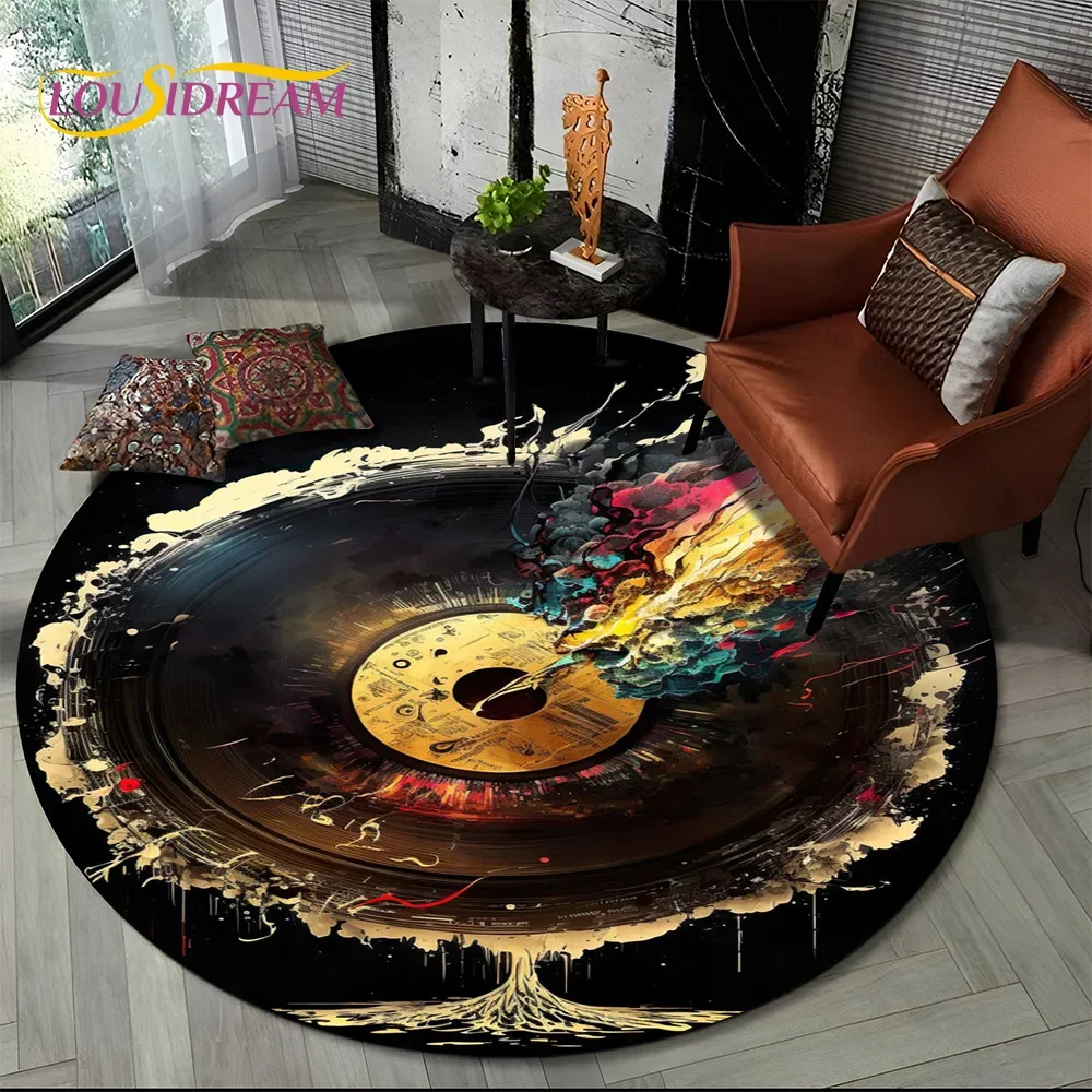 Cartoon Colorful Musical Note Music Score Round Carpet Rug for Living Room Bedroom Kids Playroom Decor,Pet Area Rug Non-slip Mat