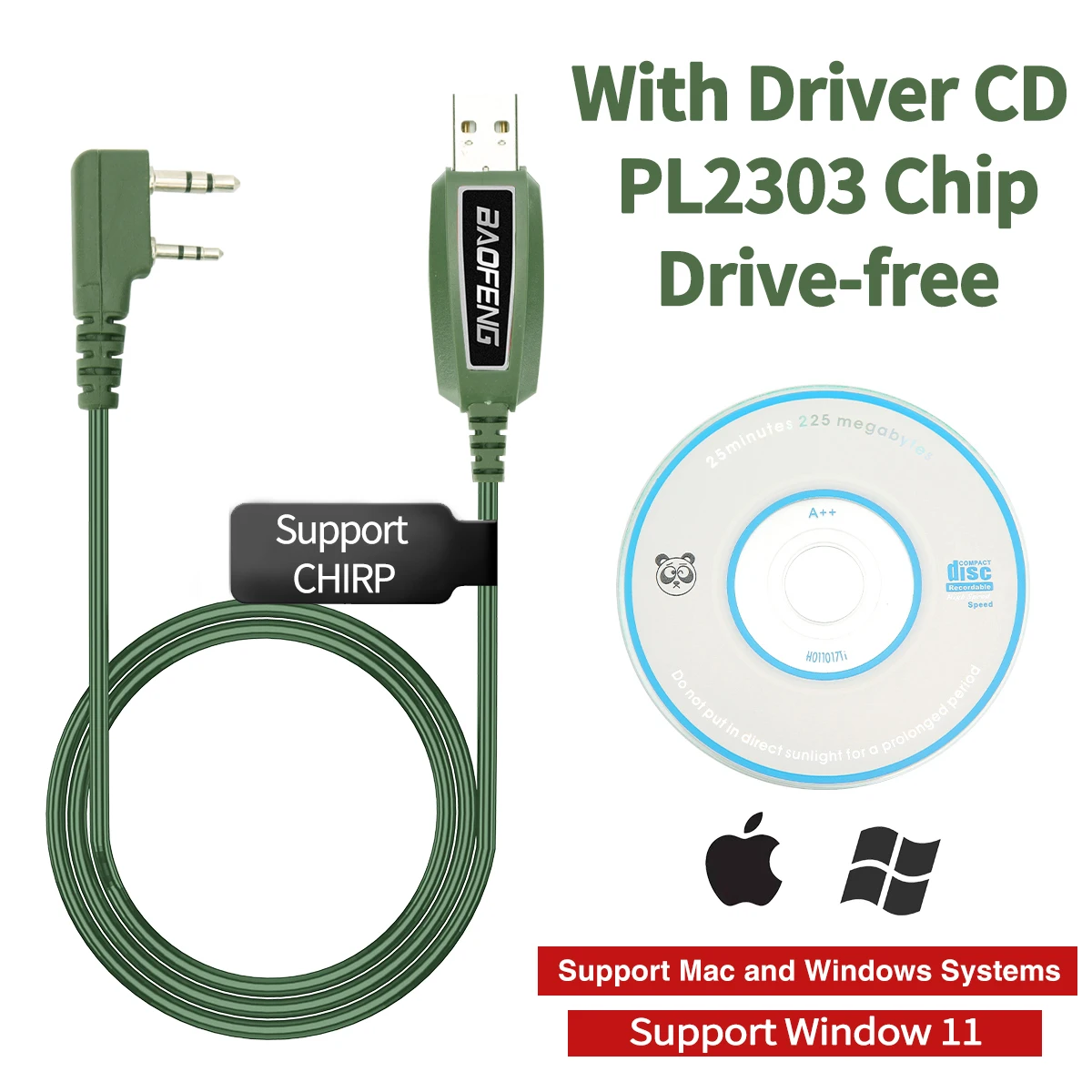 USB Programmeerkabel Met CD voor Baofeng UV-5R 82 888 S UV-S9PLUS UV-13 16 17 21 Pro Quansheng UV-K5 5R Plus Walkie Talkie Radio