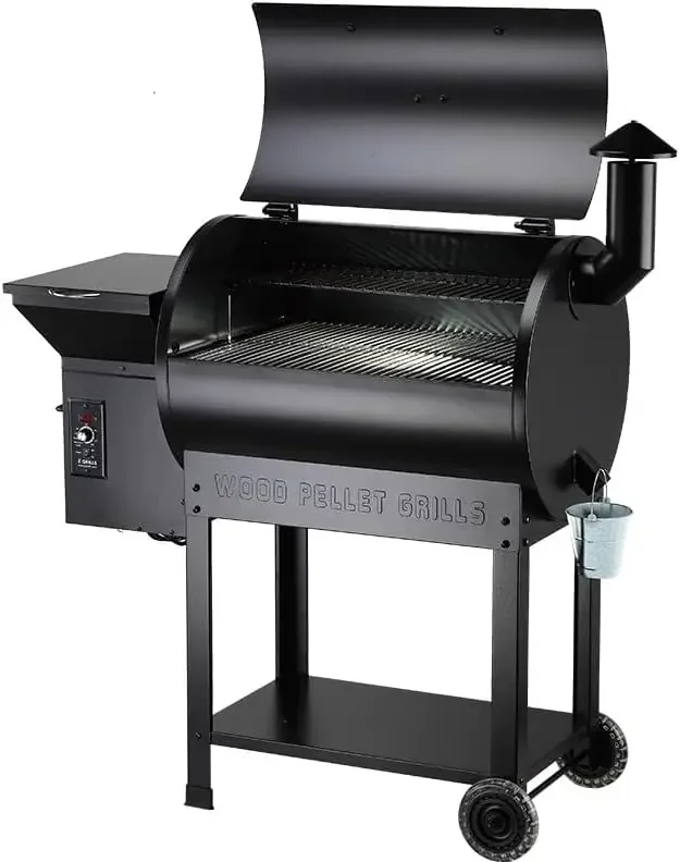 Pellet Smoker Grill with PID Control, Rain Cover, 700 sq. in Cooking Area for Outdoor BBQ, ZPG-7002B