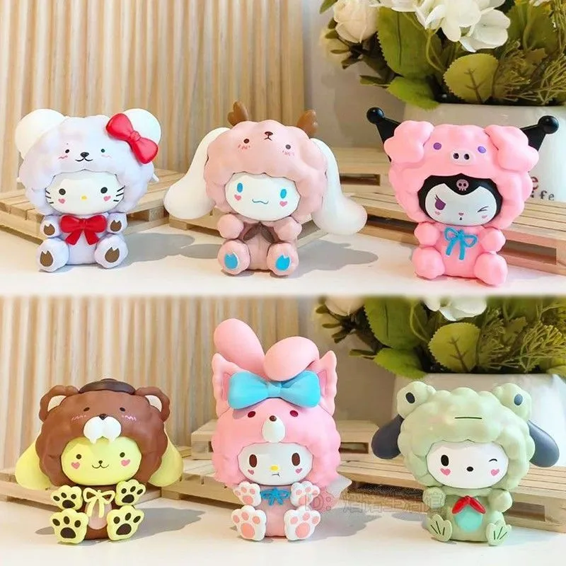 Kawaii Sanrio Anime Cute My Melody Cinnamoroll Blind Box Toy Cartoon My Melody Pochacco Creative Figure Ornament Christmas Gift