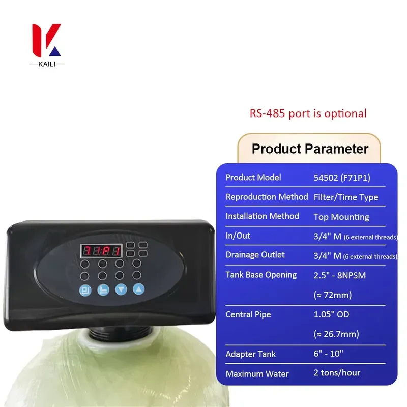 2t/h Multi-functional Automatic Wifi Domestic Reverse Osmosis Time Type Water Treatment Filter Control Valve Water Filter
