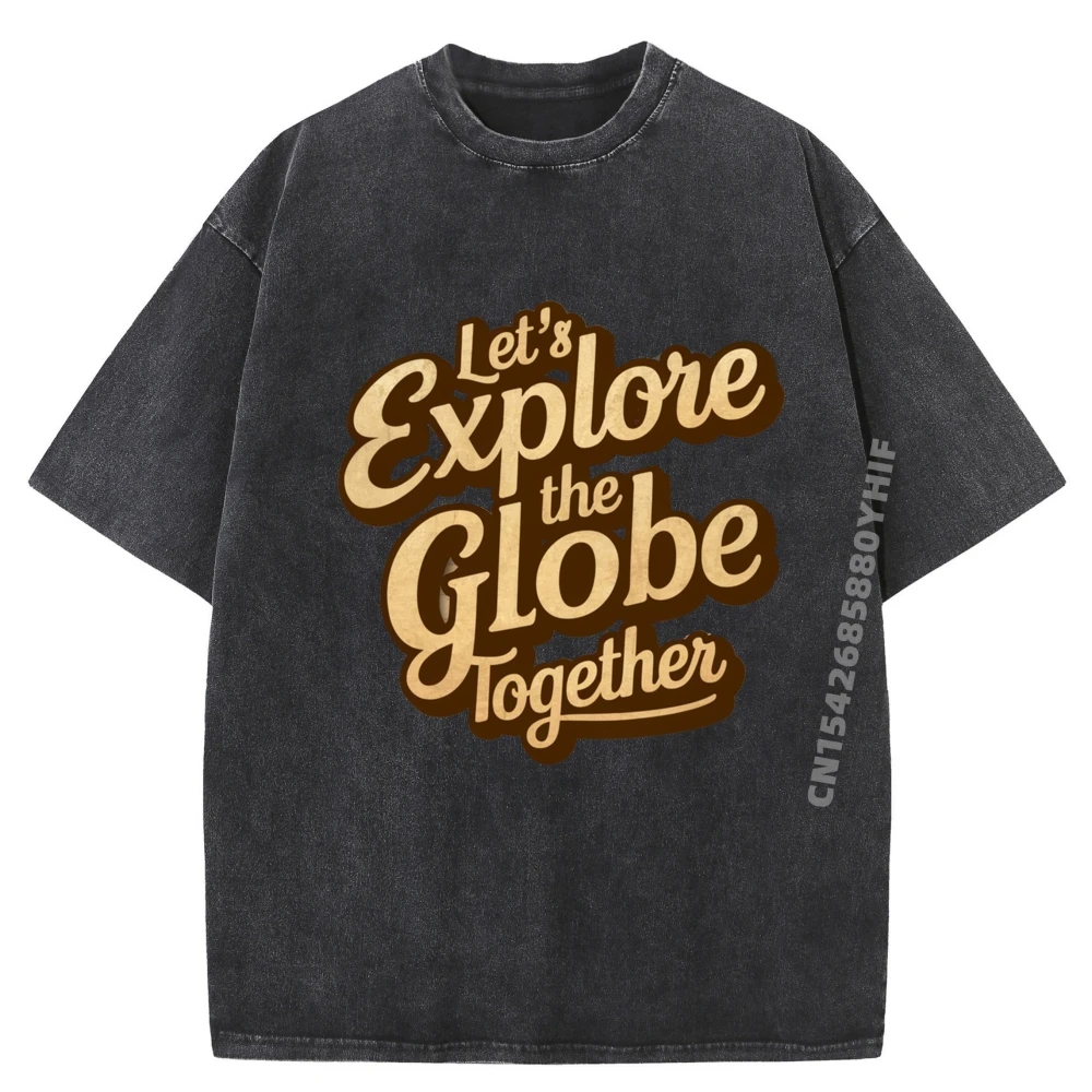 

Travelers Traveling Lovers Let is Tops & Tees Classic Daily Wear Party Letter Printed Tops Luxury Designer Mens Washed T-shirts