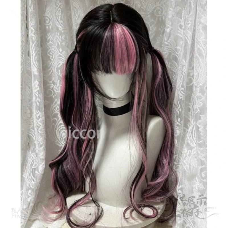 Black Pink Synthetic Wigs Cosplay Wavy Layered Wigs Heat  display picture 1