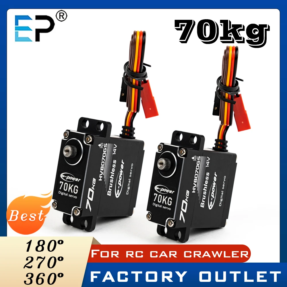 70KG High Voltage Brushless Servo Motor Waterproof CNC Metal Gears Programmable 180°/270°/360° for 1/10 Scale RC Crawler Truck