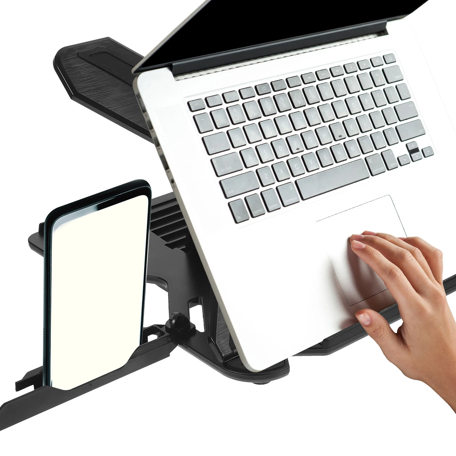 

Laptop Stand Computer Phone Holder Foldable Black Durable High-quality Material Thick Base Portable Desk Organizer Study Room