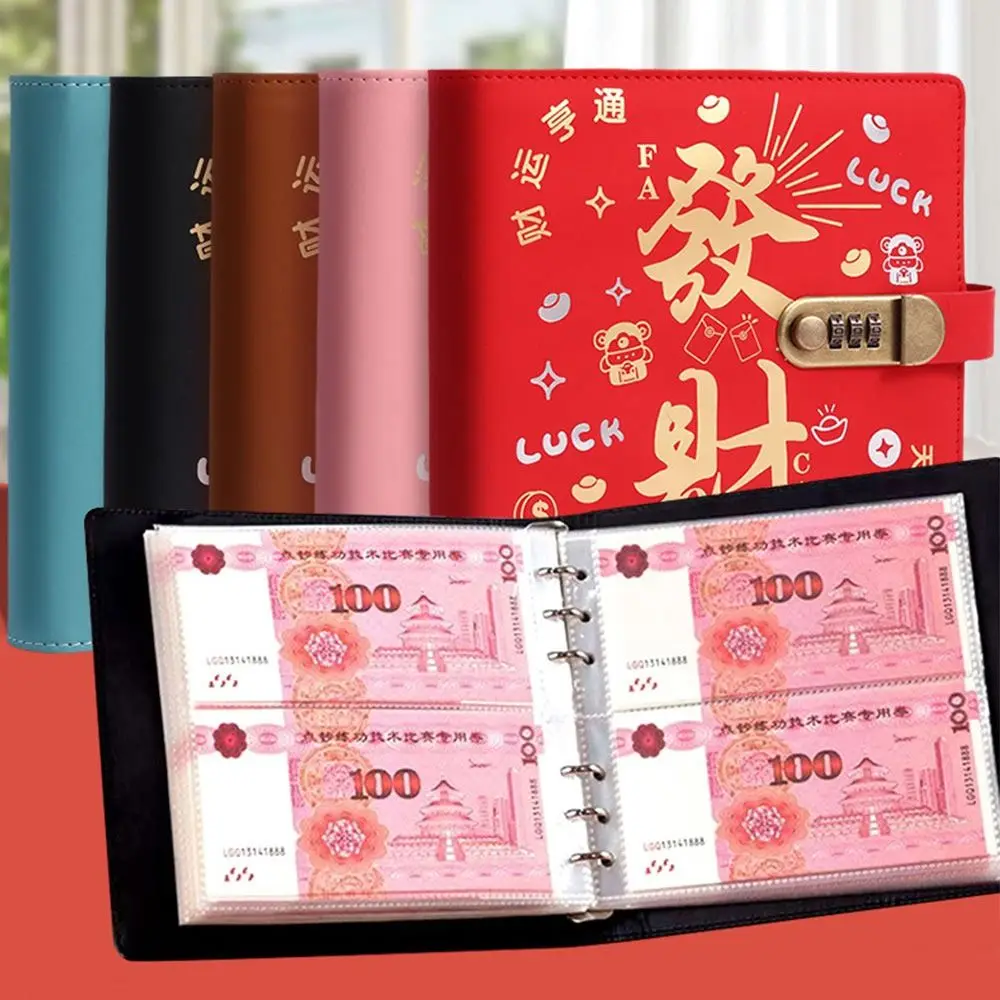 With Password Lock 100 Envelopes Money Saving Challeng PU Large Capacity Money Collection Book Portable Reusable Savings Binder