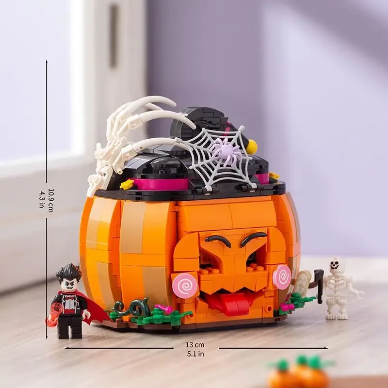 Halloween Pumpkin House Building Blocks Assembling Children's Toys Small Particles Assembling Ornaments Gifts Collection