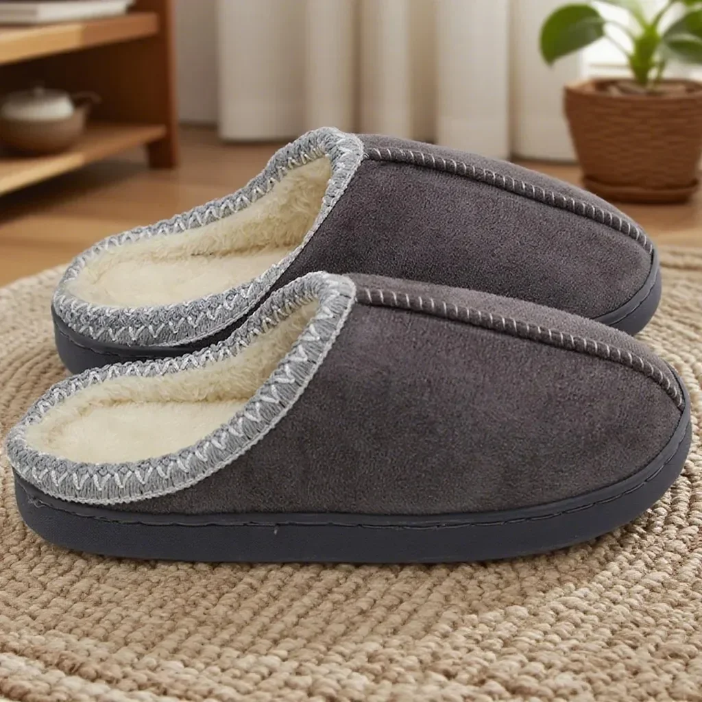 

-2026 Cotton Slippers for Autumn and Winter Indoor Thick-Soled Non-Slip Couple Warm Fleece-Lined Soft Sole