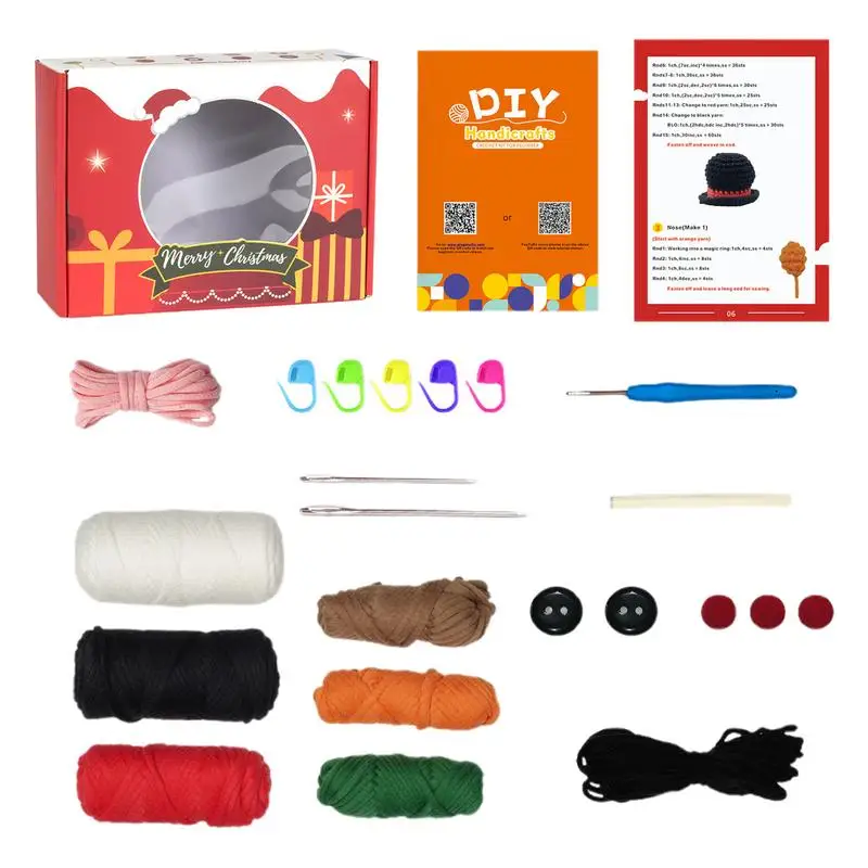 Weihnachten Häkeln Kits Schneemann Häkeln Kit für Anfänger Erwachsene Bastel bedarf mit Englisch Video Tutorials Weihnachten hand gefertigt