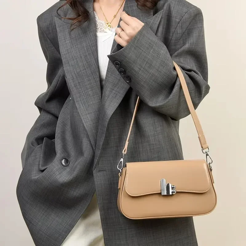 Fashion-Forward Vintage Messenger Bag – Damen-Umhängetasche mit minimalistischem, einfarbigem und luxuriösem Nähten