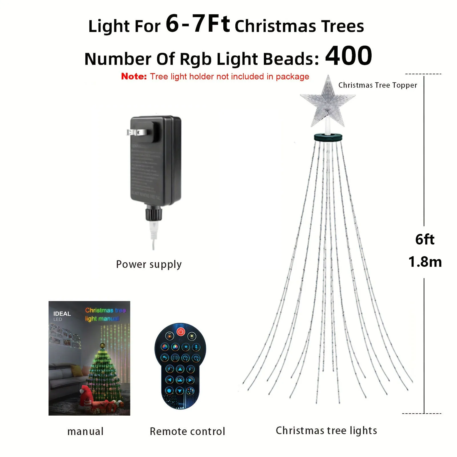 7.87FT 400 المصابيح أضواء شجرة عيد الميلاد الذكية RGB LED سلسلة أضواء IP68 عطلة الديكور للتحكم في شجرة داخلي في الهواء الطلق APP