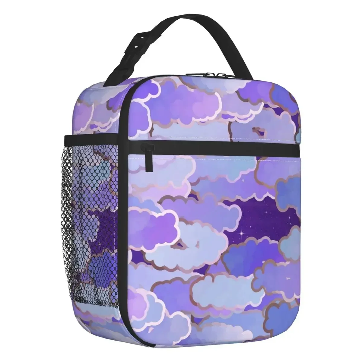 

Japanese Clouds Portable Lunch Box Women Multifunction Twilight Violet Cloud Cooler Thermal Food Insulated Lunch Bag Kids