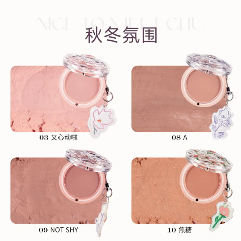 FLORTTE New Arrival Blush Makeup Palette Orange Peach  Rouge Natural Brightening Cream Powder Cheek Tint Contour Cosmetic