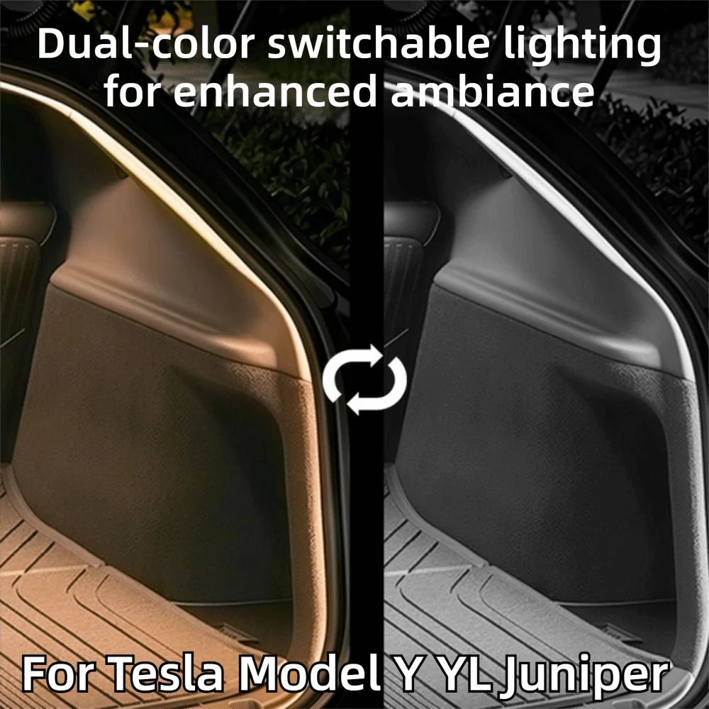 Dual Color Switchable Car Trunk LED Light IP67 Waterproof Silicone Strip Car Interior LED Lamp for Tesla Model Y YL Juniper