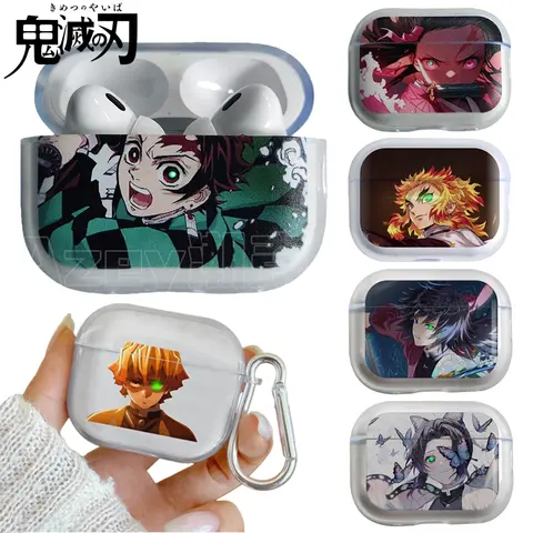 Demon Slayer Transparent Decorations Covers for Airpods 4 3 2 1 Earphone Case for Airpods Pro3 Pro2 Headphone Protective Case