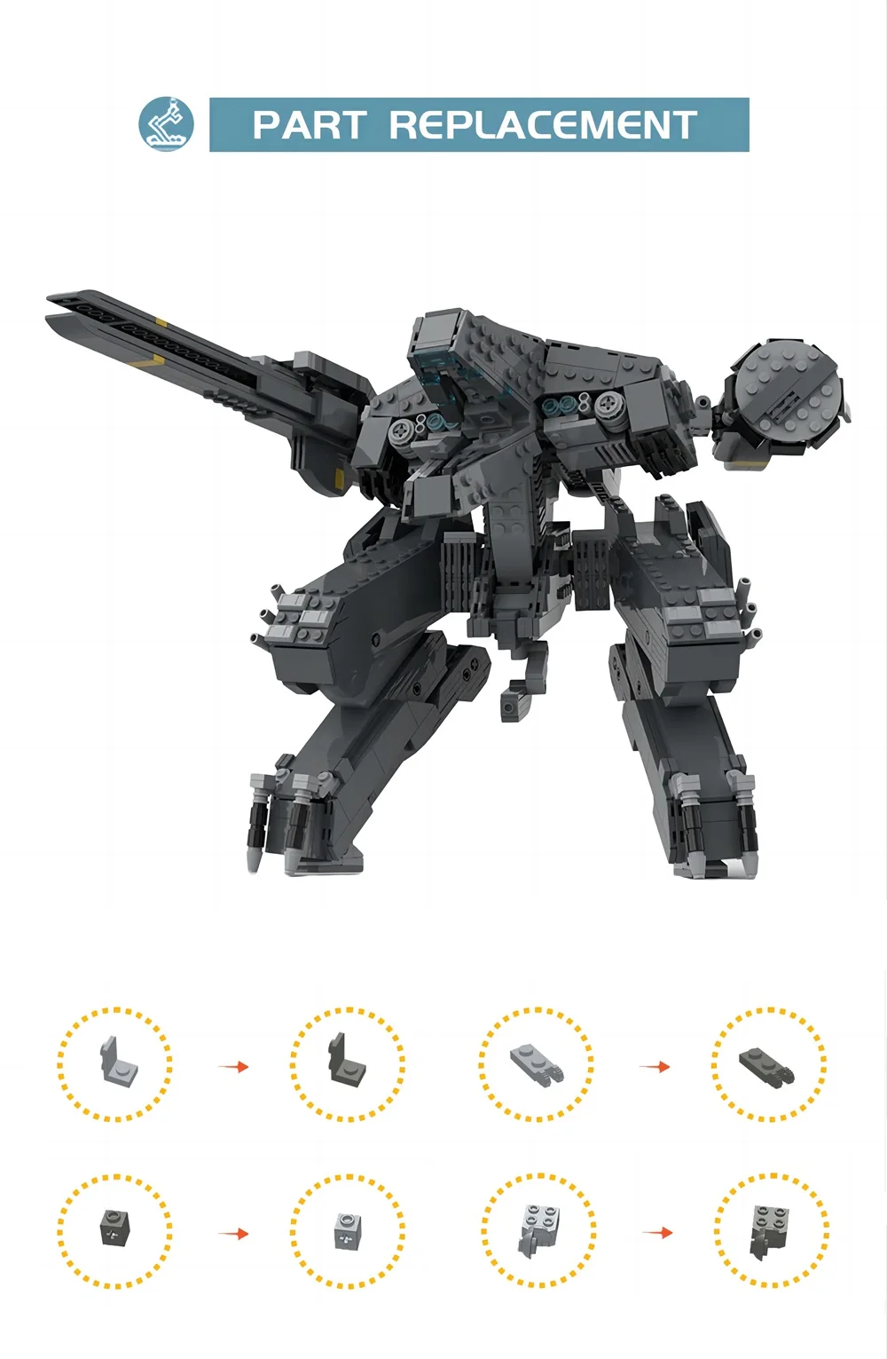 MOC New Movie Series Mecha Metal Geared Solid Rex Robot Building Blocks Set Warrior Bricks Toys For Children Birthday Kid Gifts