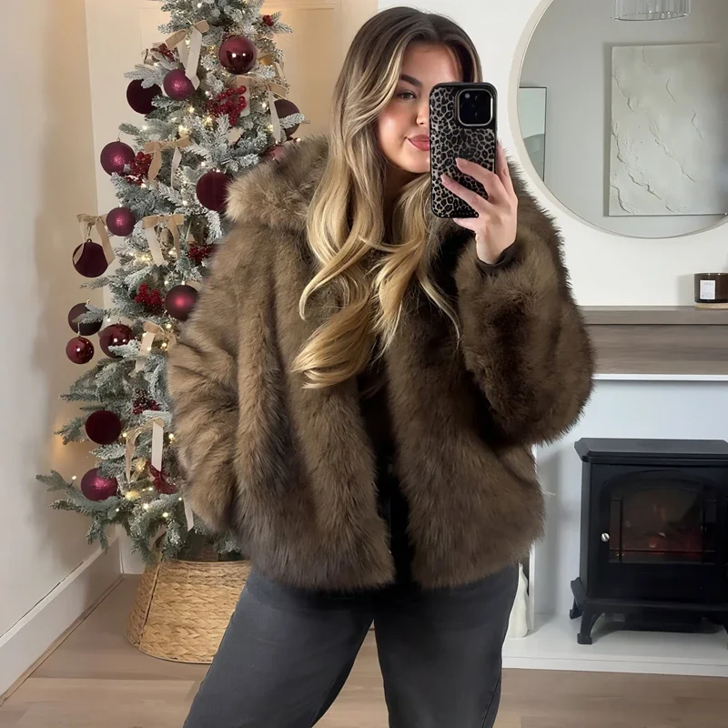 معطف نسائي من الفرو الصناعي من MUJER معطف منفوش للشتاء الدافئ سترات نسائية جديدة من القطيفة للنساء ملابس خارجية معاطف تيدي نسائية فاخرة #2