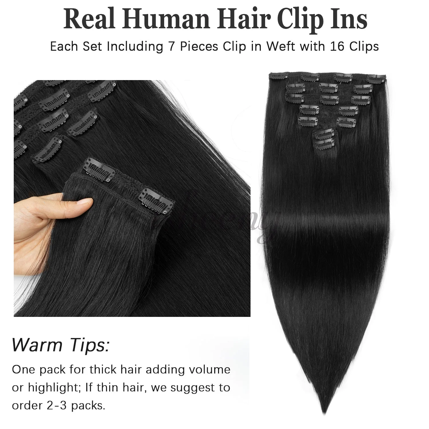 12-24 Zoll Clip-in-Echthaarverlängerungen 100g-120g Maschinen-Remy-Vollkopf 7 teile/satz Natur Glattes Haar Einfach zu tragen für Frauen