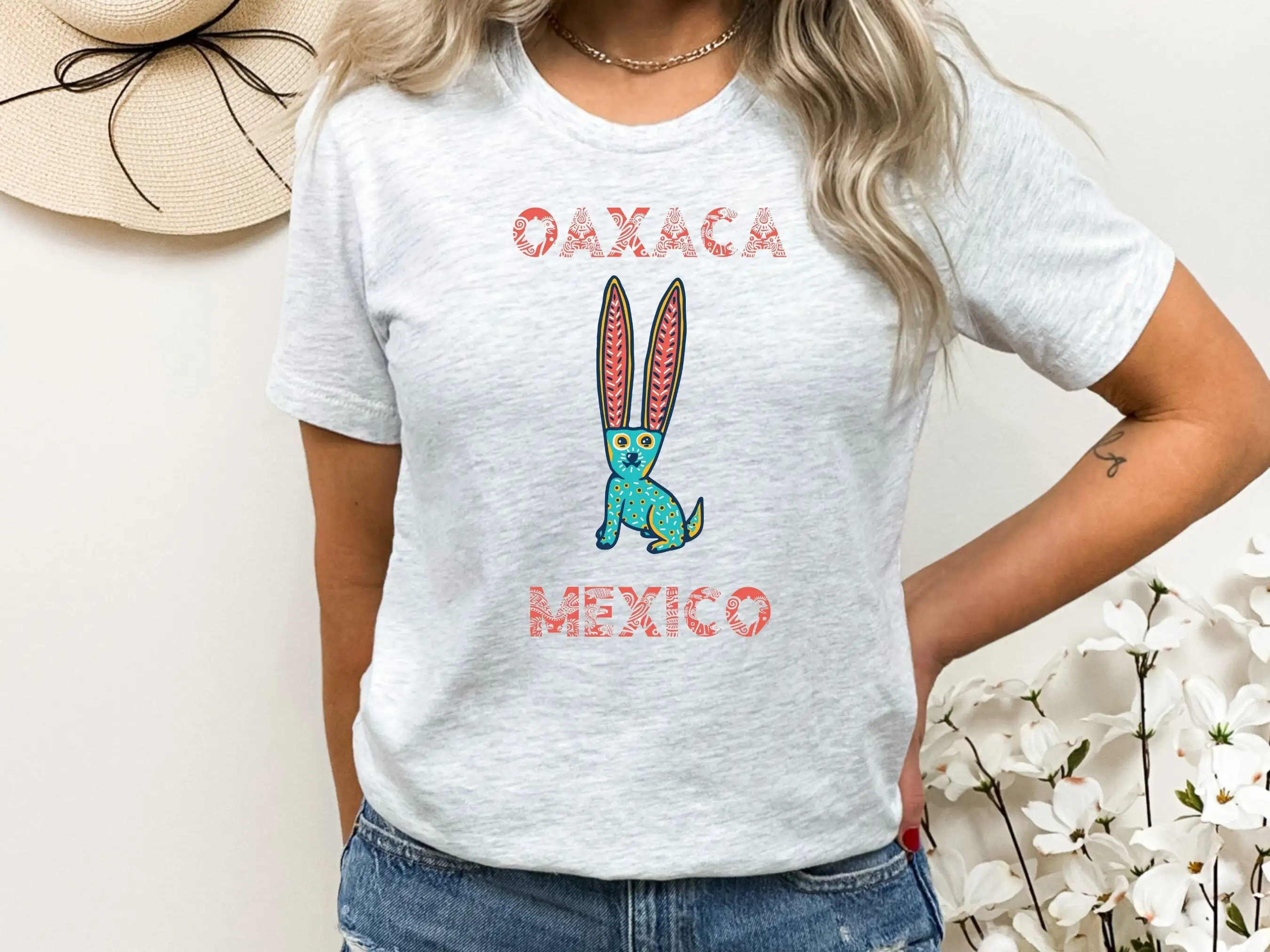 Oaxaca Mexico Folk Art T-Shirt, Mexican Folk Art Tee, Oaxaca Artists Shirt, Mexico Travel Attire, Folk Art Rabbit